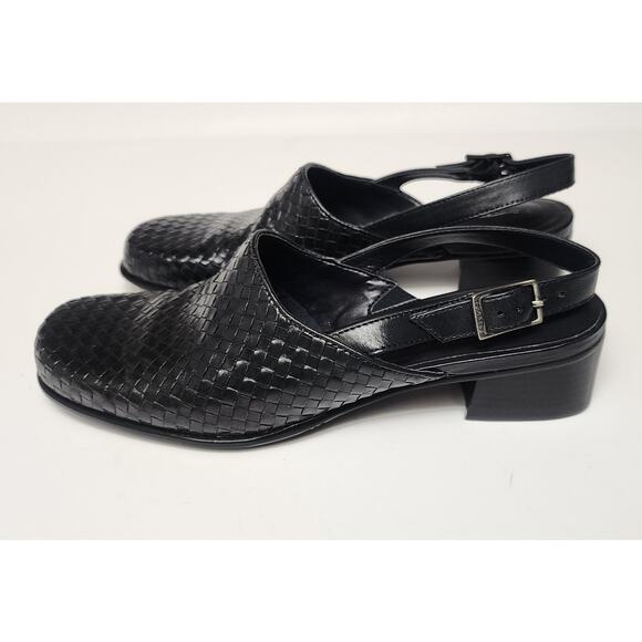 Trotters Alison Vintage Black Woven  Leather Slingback Heel Sandal Shoes Size 6M - Picture 3 of 8